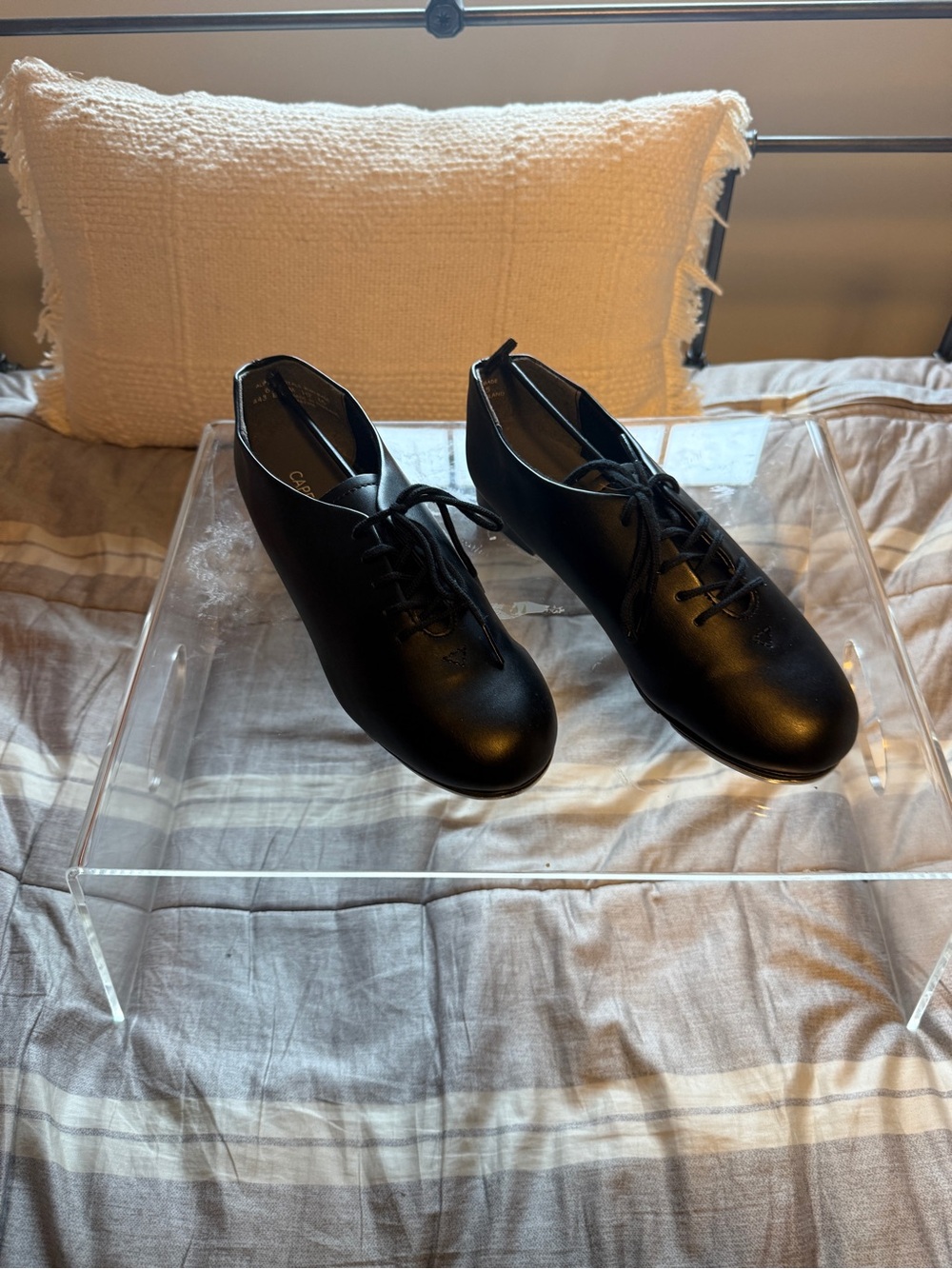 Capezio Black Lace-Up Leather Tap Shoes